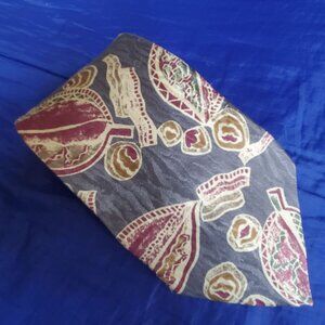 Vtg EUC Mens Tie Luxury Designer Neckwear Abstract Leaves on Blue Fluid Jacquard